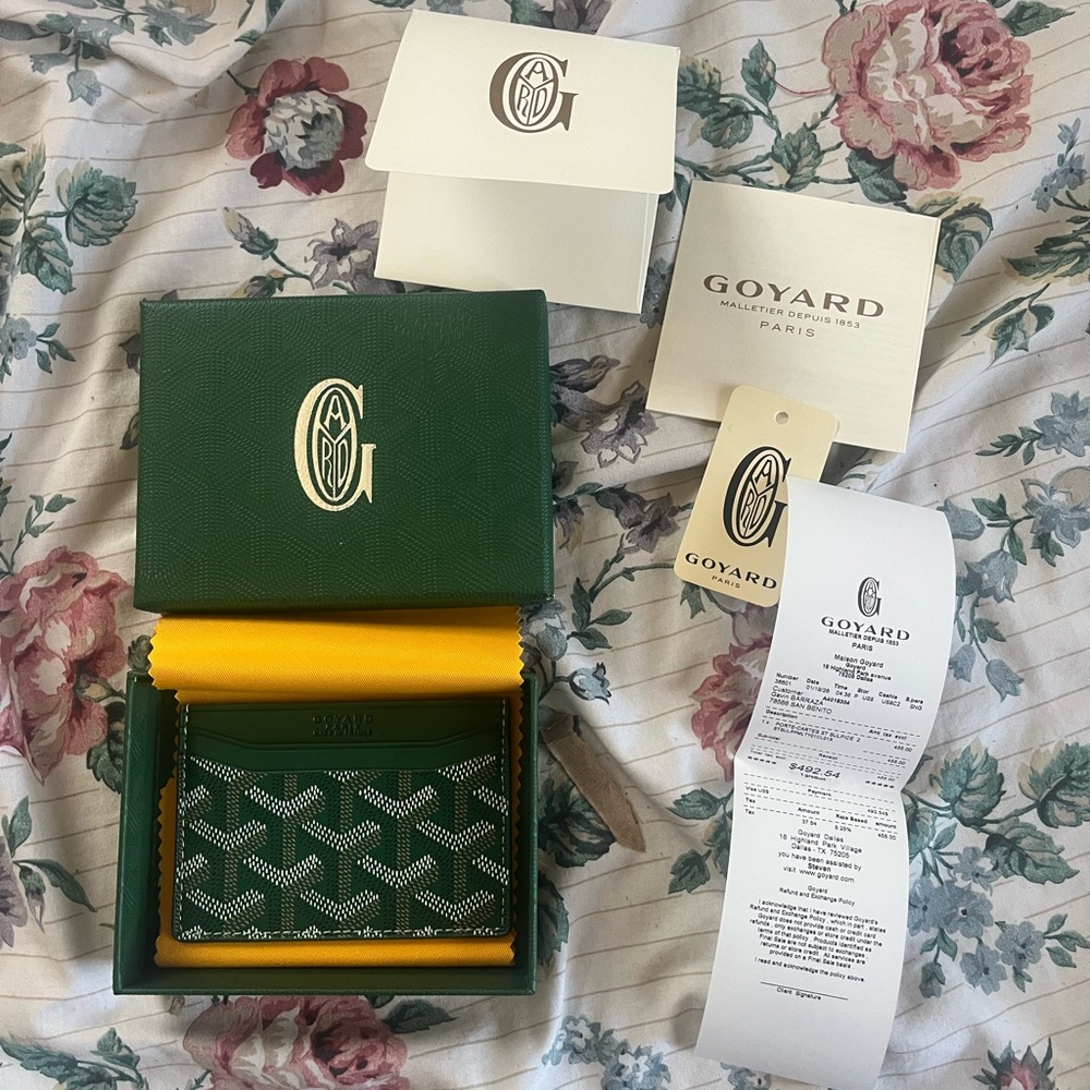 Goyard Green Card Holder with receipt